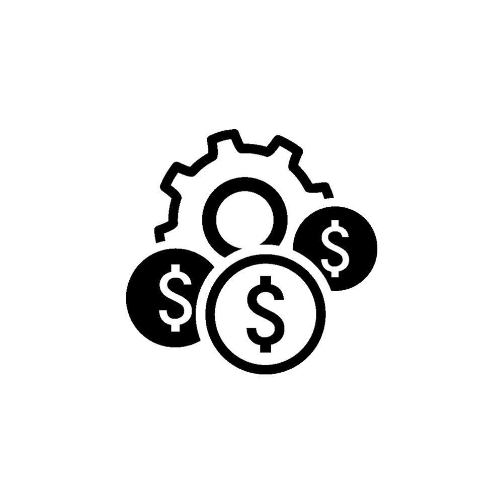 graphic showing cog wheel and dollar signs to represent cost Management